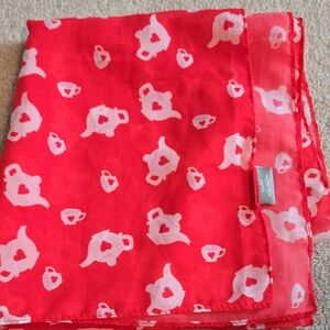Erstwilder Tea Large Scarf Red And White Sheer Hearts Silky